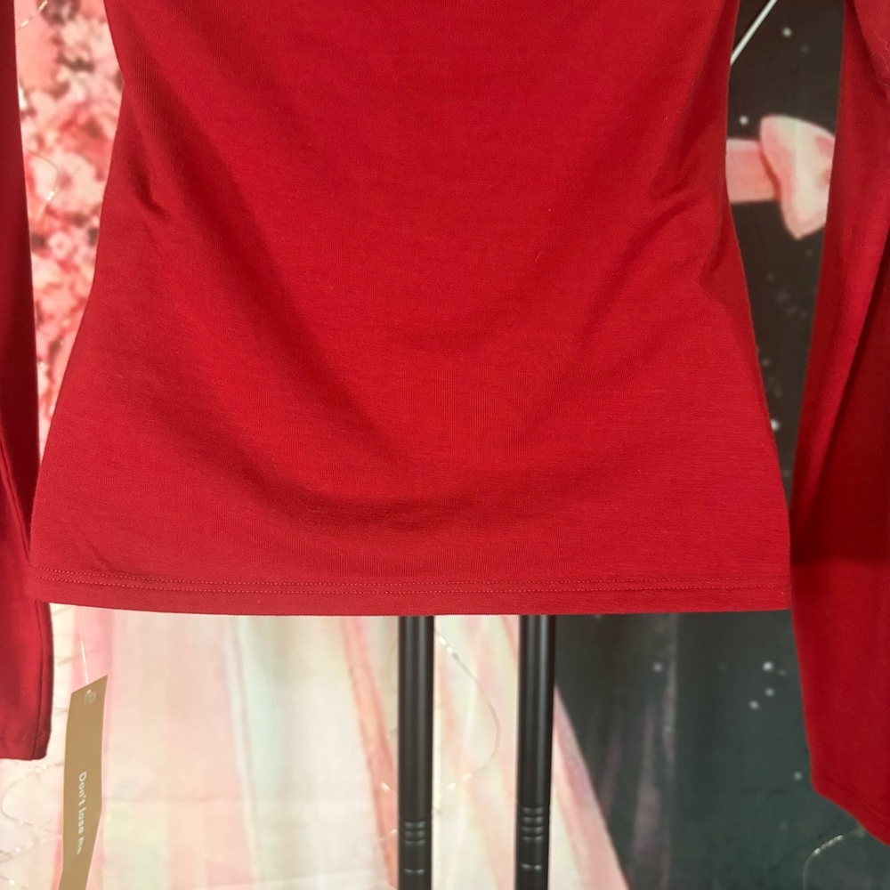 New Reformation-Style Red Top (Off-Shoulder Long Sleeve) Sz S - Picture 8 of 13